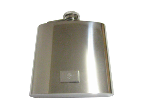Silver Toned Etched Belize Flag Pendant 6 Oz. Stainless Steel Flask