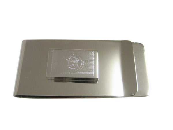 Silver Toned Etched Belize Flag Pendant Money Clip