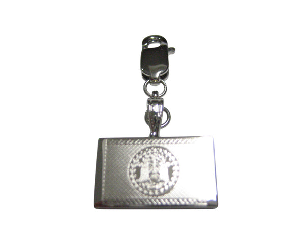 Silver Toned Etched Belize Flag Pendant Zipper Pull Charm