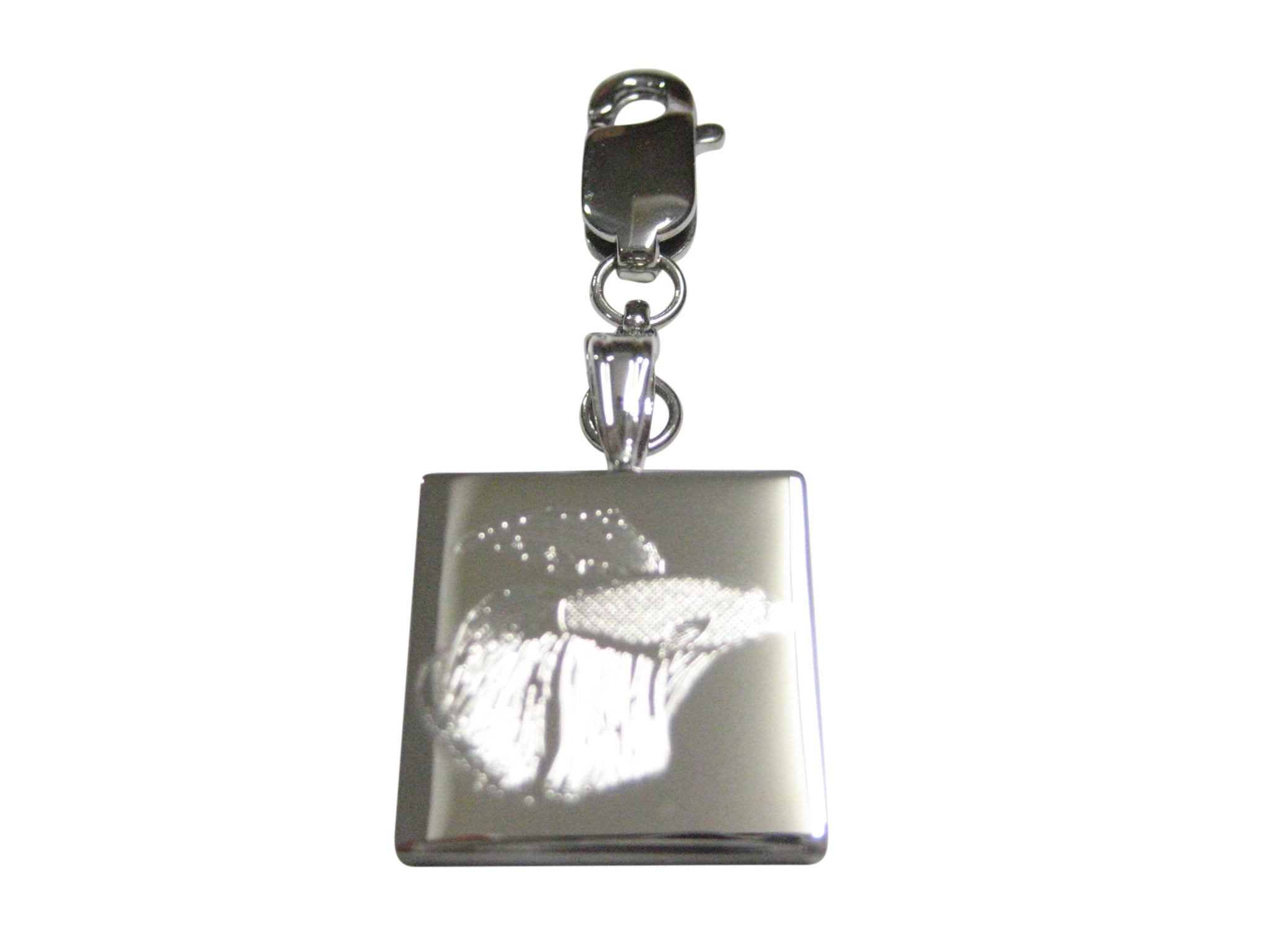 Silver Toned Etched Betta Fish Pendant Zipper Pull Charm