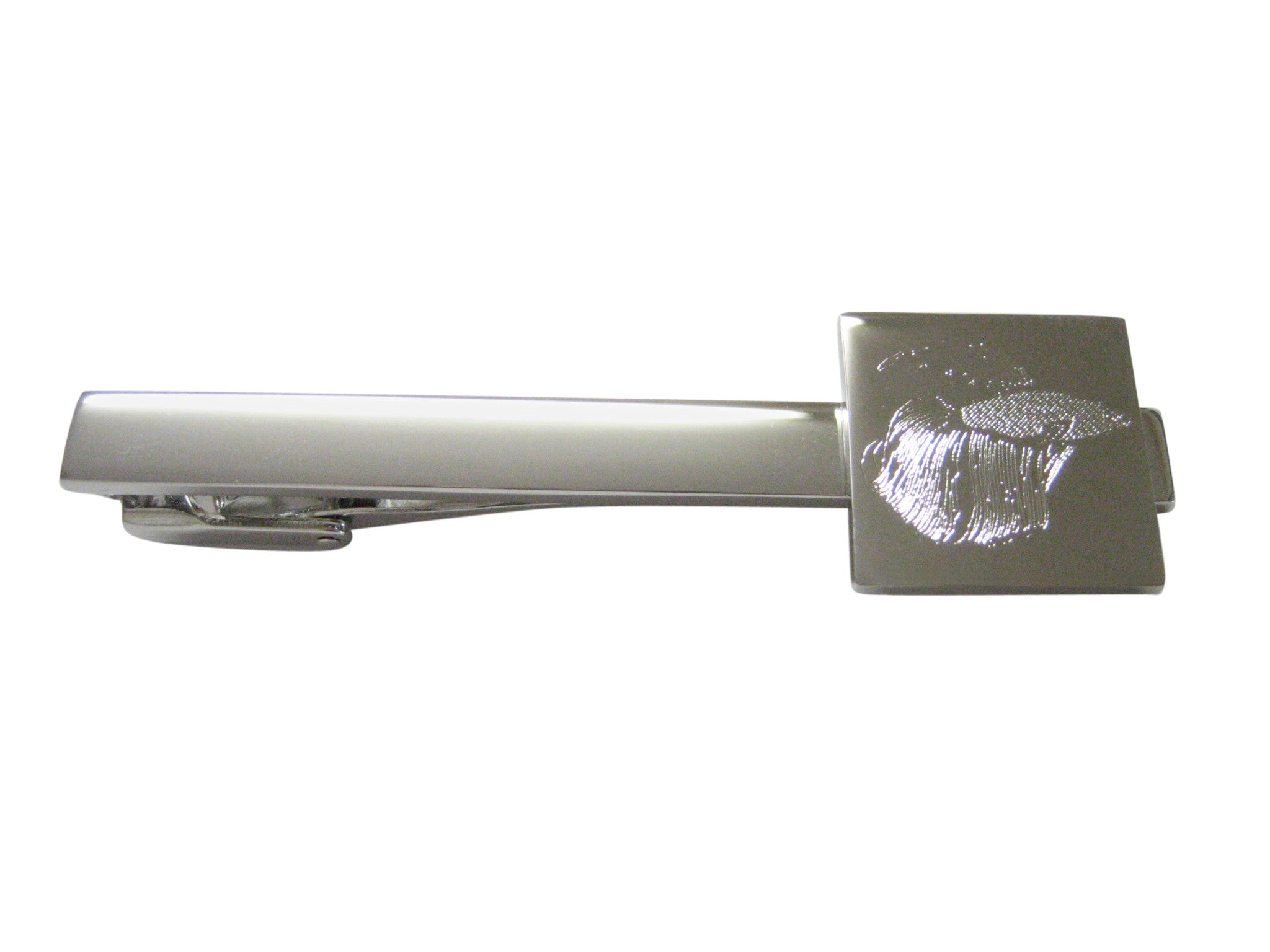 Silver Toned Etched Betta Fish Square Tie Clip