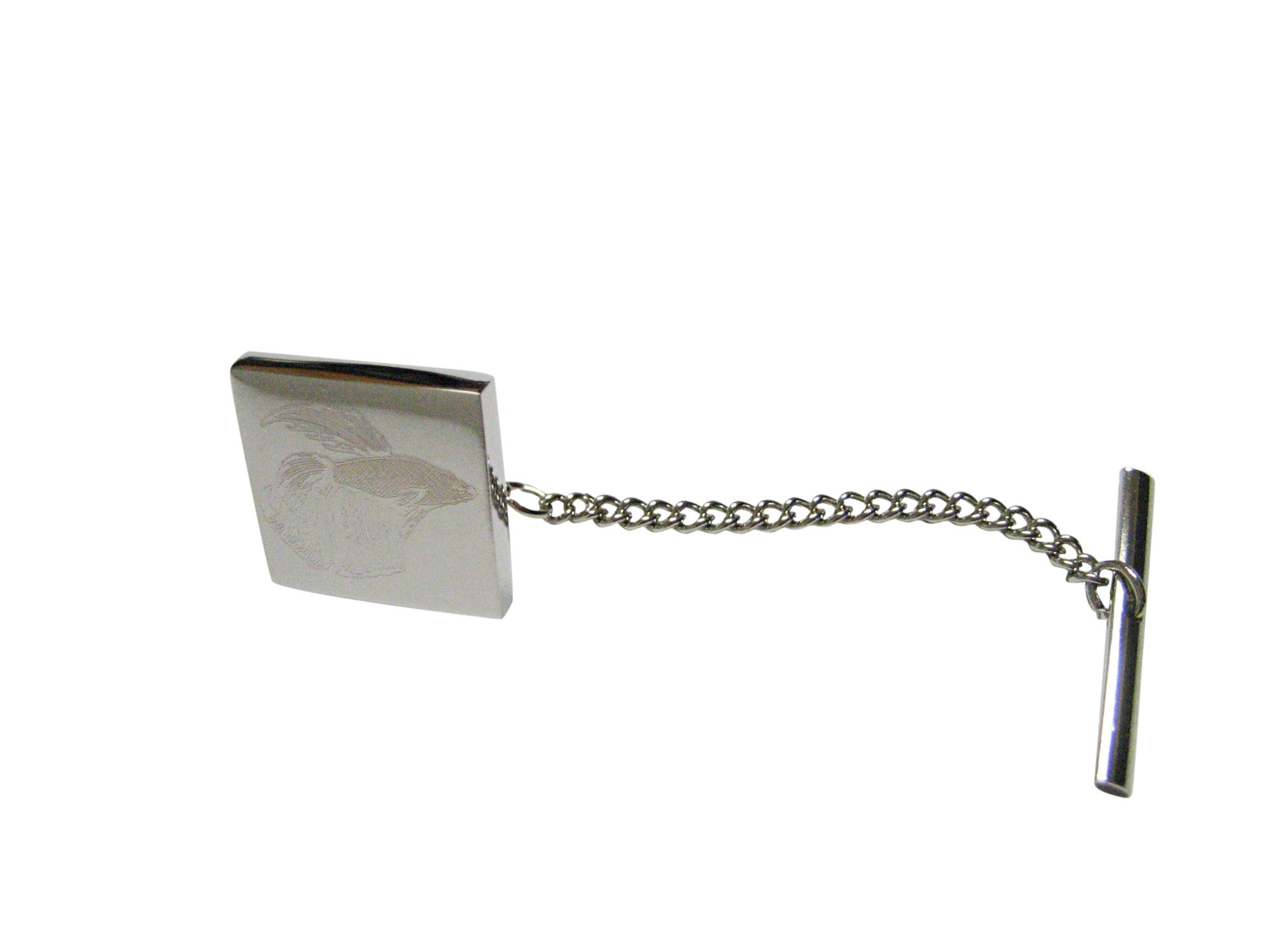 Silver Toned Etched Betta Fish Tie Tack
