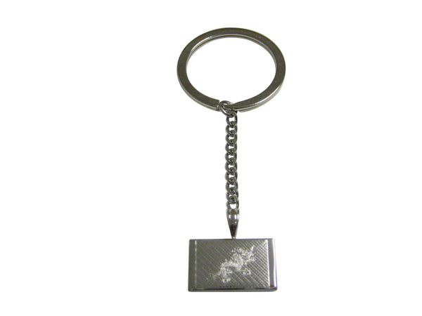 Silver Toned Etched Bhutan Flag Pendant Keychain