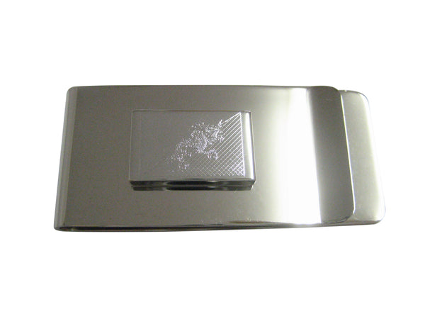 Silver Toned Etched Bhutan Flag Pendant Money Clip