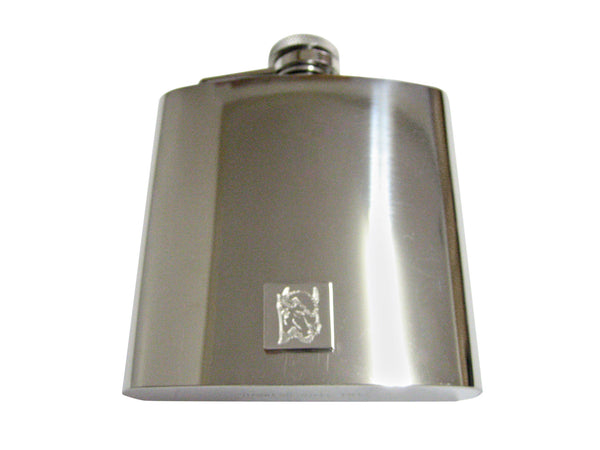 Silver Toned Etched Bison Head 6 Oz. Stainless Steel Flask