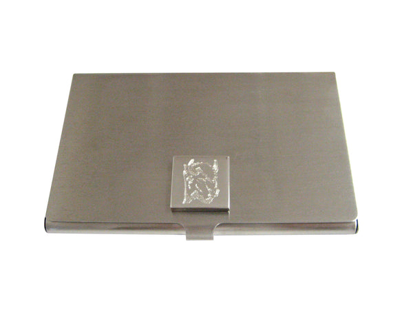 Silver Toned Etched Bison Head Business Card Holder