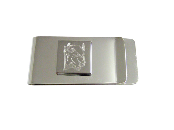 Silver Toned Etched Bison Head Money Clip