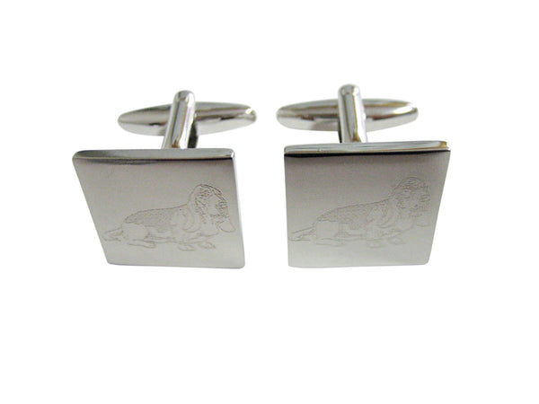 Silver Toned Etched Bloodhound Dog Cufflinks