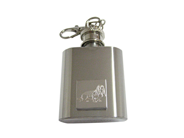 Silver Toned Etched Bloodhound Dog 1 Oz. Stainless Steel Key Chain Flask
