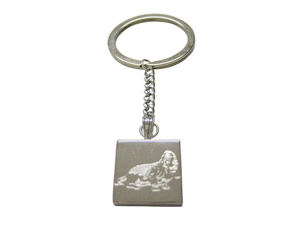 Silver Toned Etched Bloodhound Dog Keychain
