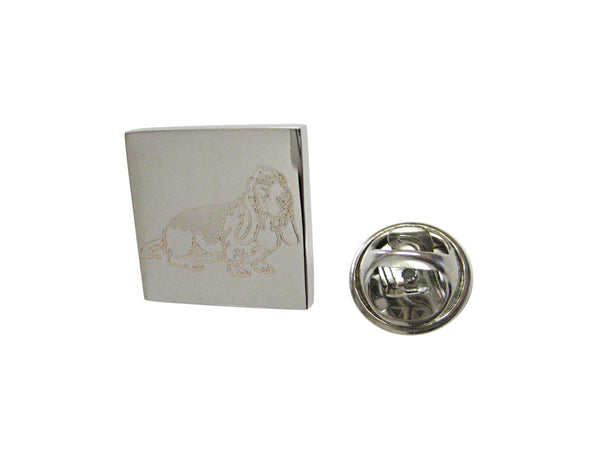 Silver Toned Etched Bloodhound Dog Lapel Pin