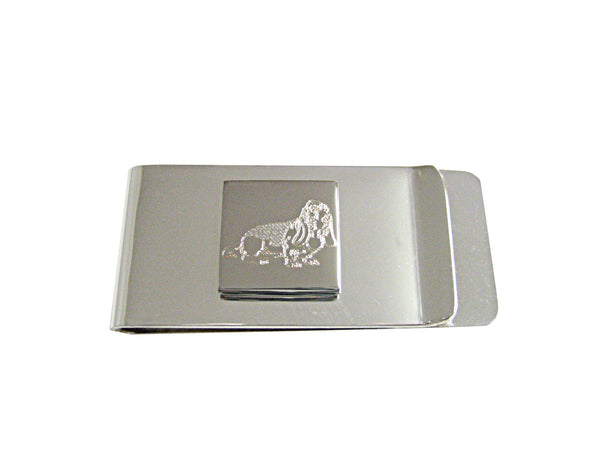 Silver Toned Etched Bloodhound Dog Money Clip