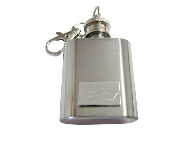 Silver Toned Etched Boat 1 Oz. Stainless Steel Key Chain Flask