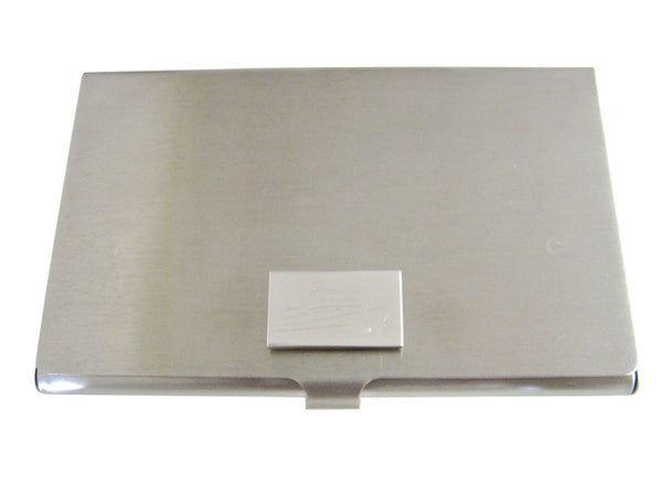 Silver Toned Etched Boat Business Card Holder