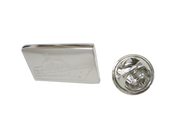Silver Toned Etched Boat Lapel Pin