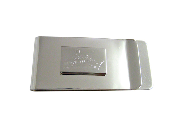 Silver Toned Etched Boat Money Clip