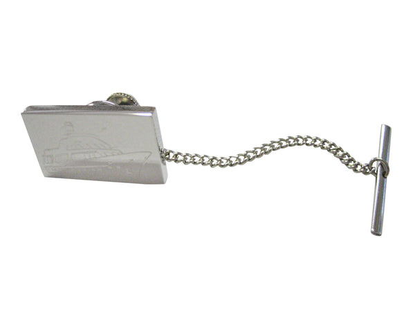 Silver Toned Etched Boat Tie Tack