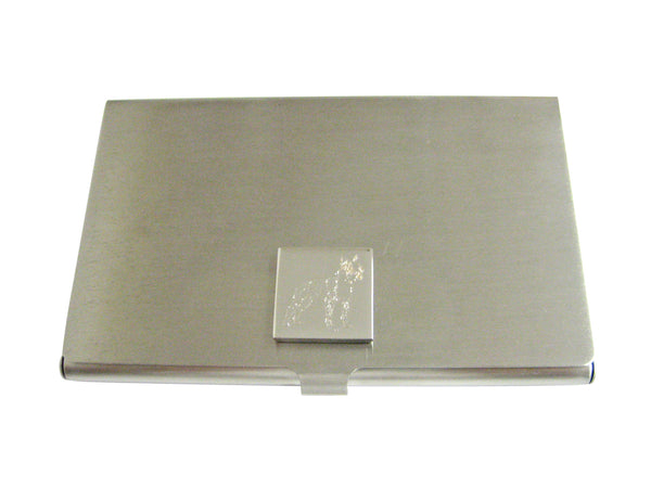 Silver Toned Etched Boston Terrier Dog Business Card Holder