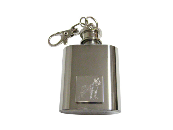 Silver Toned Etched Boston Terrier Dog 1 Oz. Stainless Steel Key Chain Flask