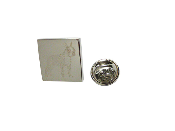 Silver Toned Etched Boston Terrier Dog Lapel Pin