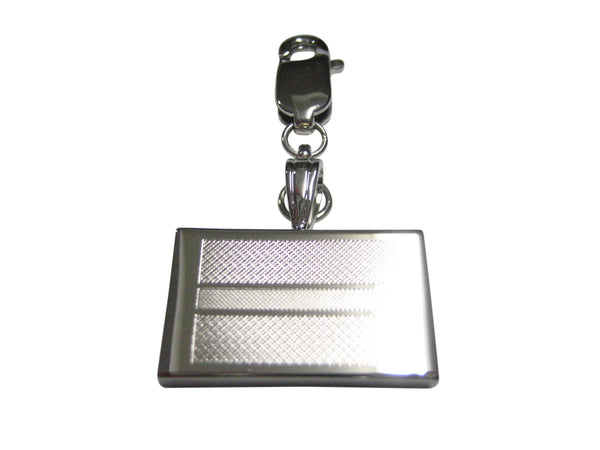 Silver Toned Etched Botswana Flag Pendant Zipper Pull Charm