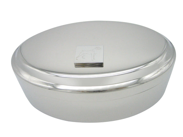 Silver Toned Etched Boxer Dog Pendant Oval Trinket Jewelry Box