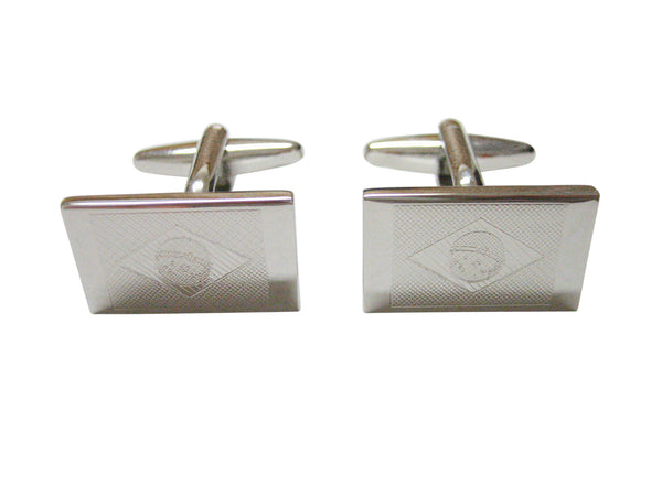 Silver Toned Etched Brazil Flag Cufflinks