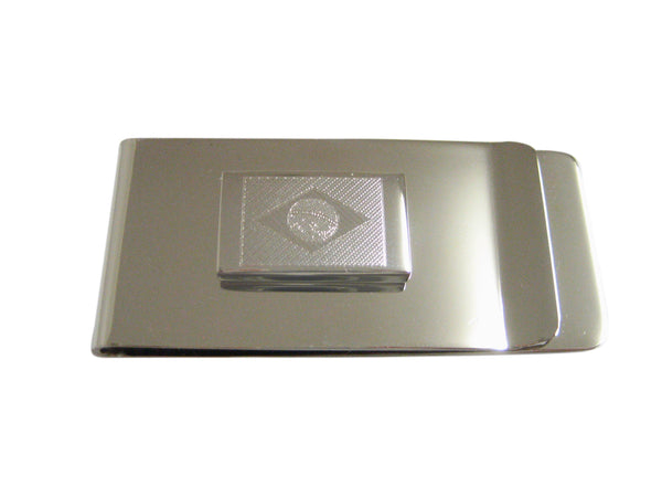 Silver Toned Etched Brazil Flag Money Clip