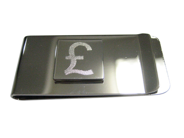 Silver Toned Etched British Pound Sterling Currency Sign Money Clip