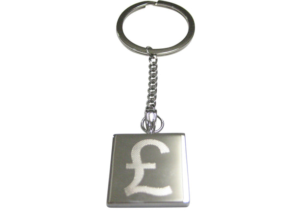 Silver Toned Etched British Pound Sterling Currency Sign Pendant Keychain