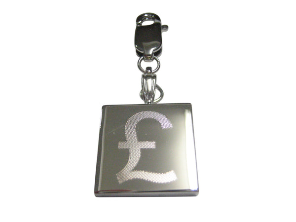 Silver Toned Etched British Pound Sterling Currency Sign Pendant Zipper Pull Charm