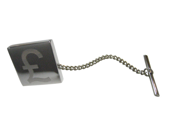 Silver Toned Etched British Pound Sterling Currency Sign Tie Tack