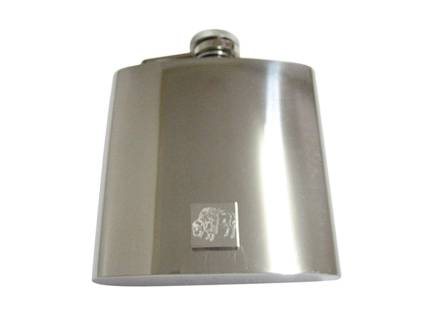 Silver Toned Etched Buffalo 6 Oz. Stainless Steel Flask