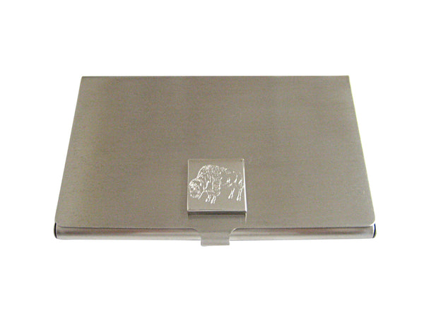 Silver Toned Etched Buffalo Business Card Holder