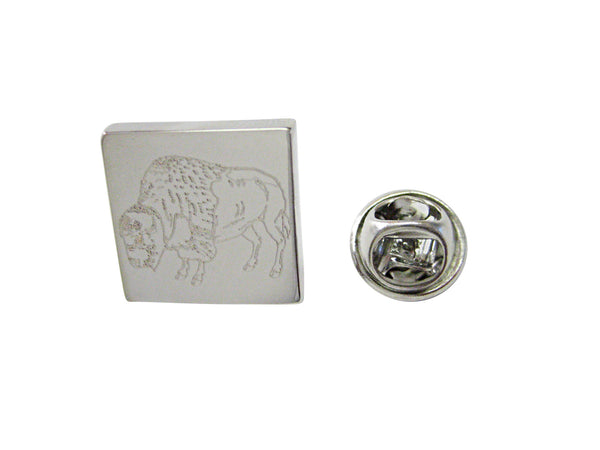 Silver Toned Etched Buffalo Lapel Pin