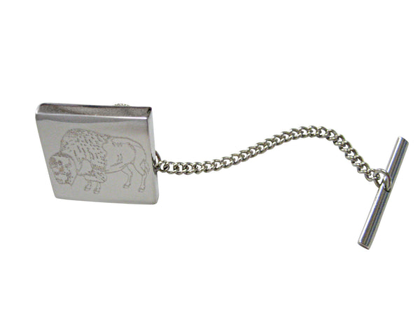 Silver Toned Etched Buffalo Tie Tack