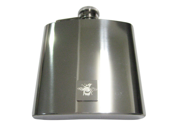 Silver Toned Etched Bumble Bee 6oz Flask
