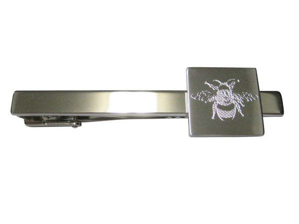 Silver Toned Etched Bumble Bee Tie Clip