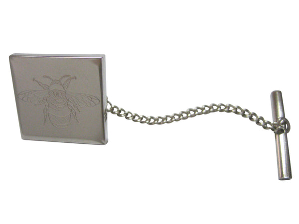 Silver Toned Etched Bumble Bee Tie Tack