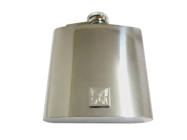 Silver Toned Etched Butterfly Bug 6 Oz. Stainless Steel Flask