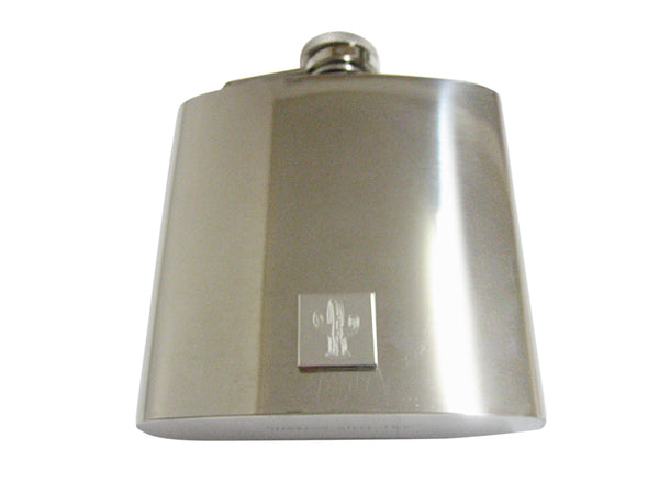 Silver Toned Etched Cactus Plant 6 Oz. Stainless Steel Flask