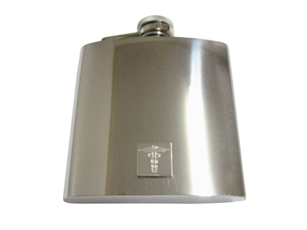 Silver Toned Etched Caduceus Medical Symbol 6 Oz. Stainless Steel Flask
