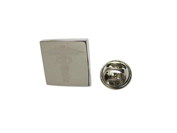 Silver Toned Etched Caduceus Medical Symbol Lapel Pin