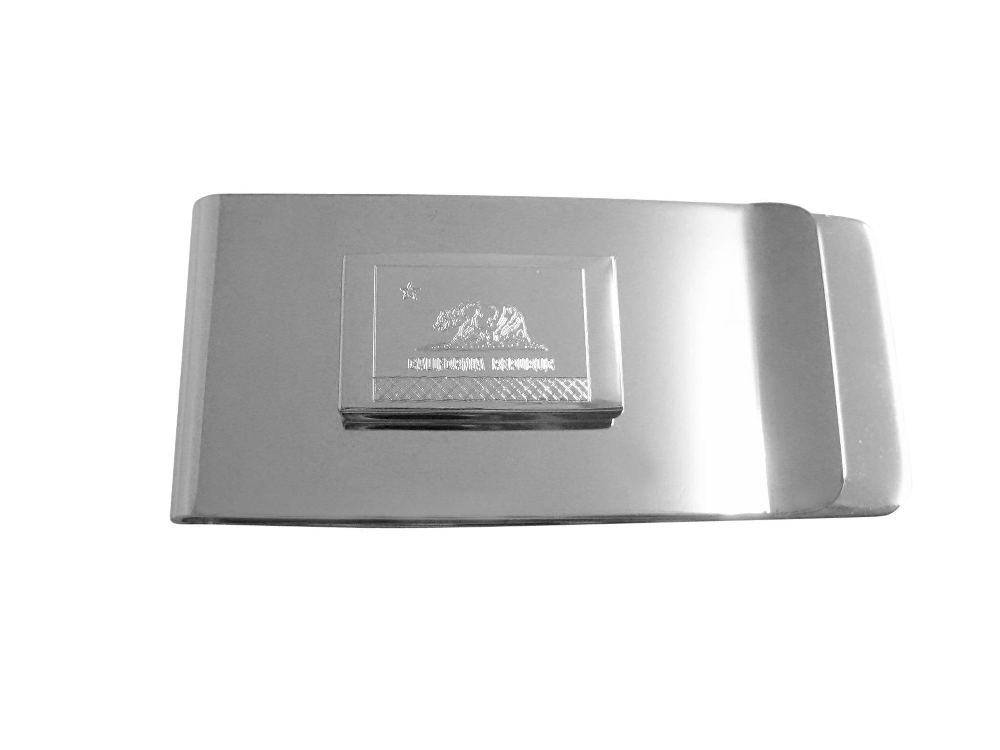 Silver Toned Etched California State Flag Money Clip