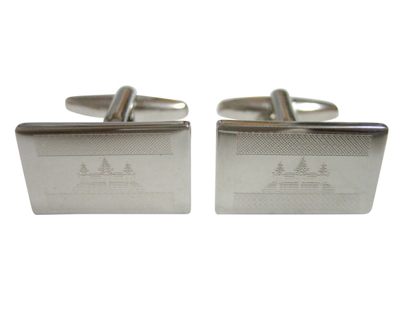 Silver Toned Etched Cambodia Flag Cufflinks