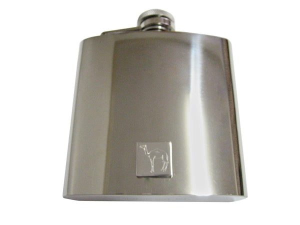 Silver Toned Etched Camel 6 Oz. Stainless Steel Flask