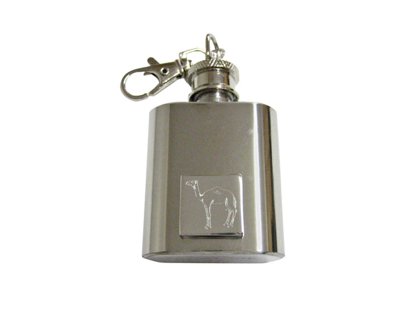 Silver Toned Etched Camel 1 Oz. Stainless Steel Key Chain Flask