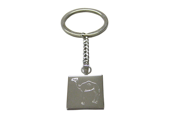 Silver Toned Etched Camel Keychain