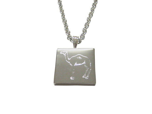 Silver Toned Etched Camel Pendant Necklace