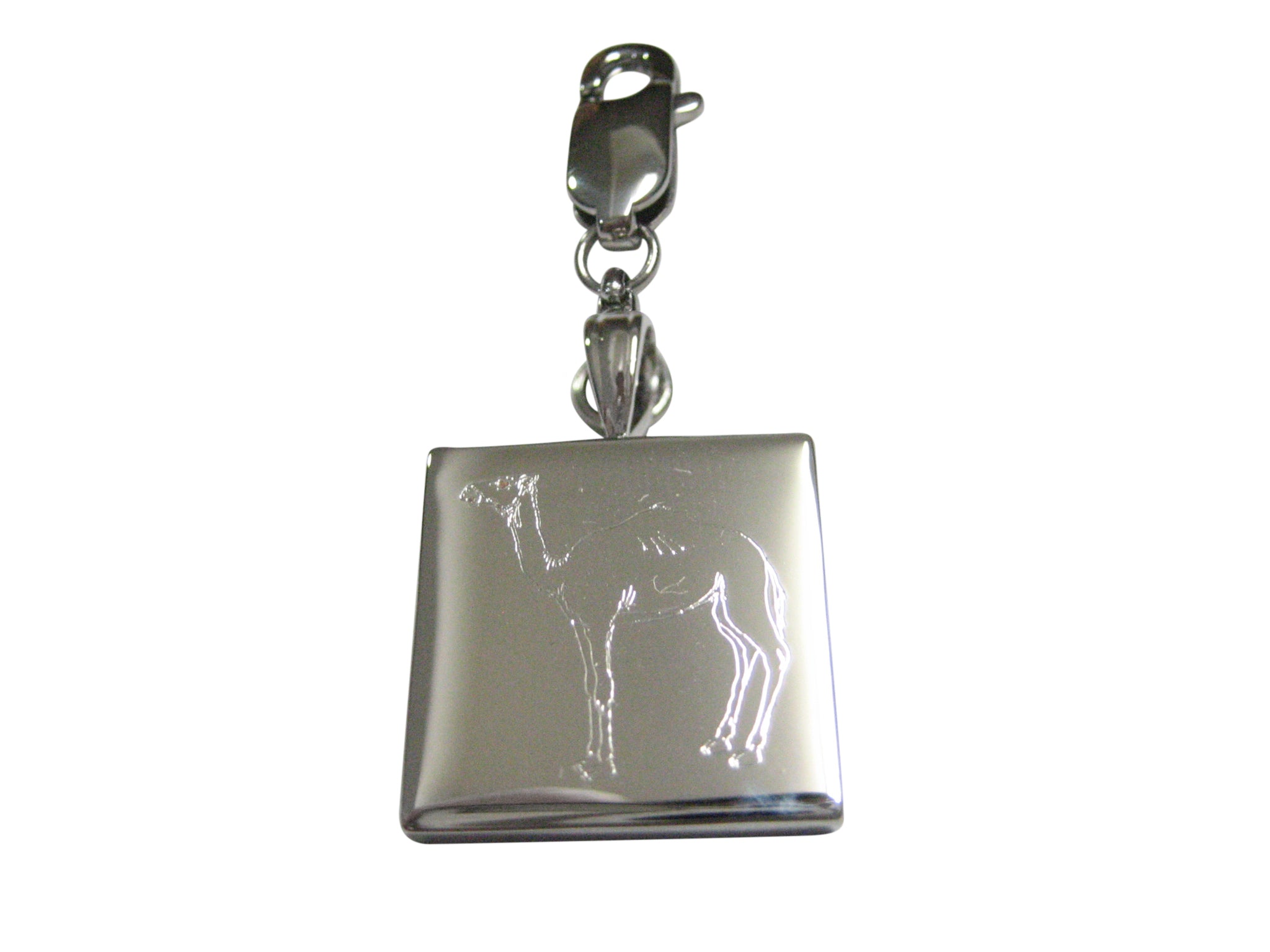 Silver Toned Etched Camel Pendant Zipper Pull Charm